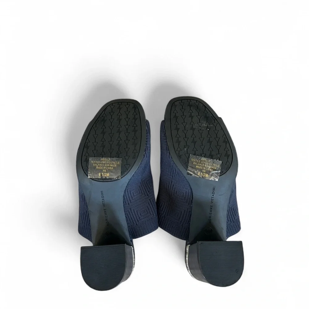 Adrienne Vittadini Arielle Block Heel Mules in Navy Blue Size 8.5 - Picture 6 of 6